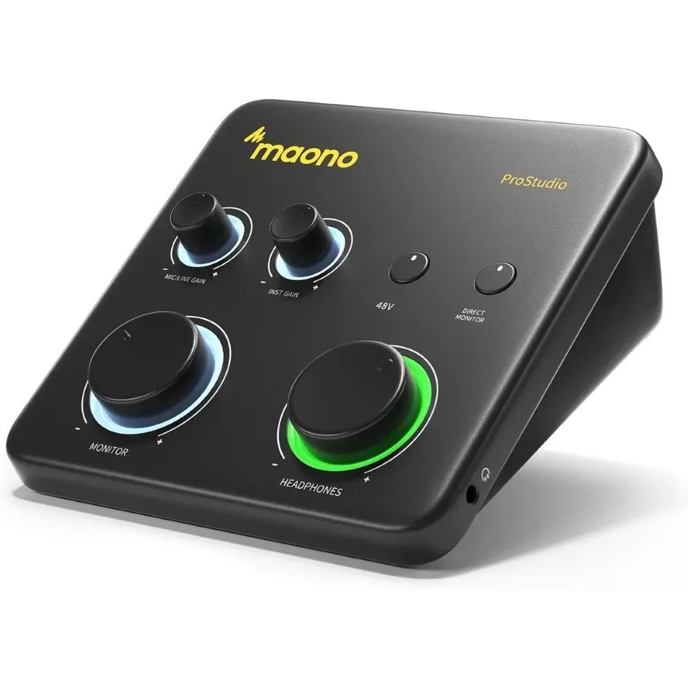 product-120139-1-1 Maono PS22 Lite USB Audio Interface for PC Interface with XLR Input 24-bit/192kHz Routing Software Loopback Asio Driver for Recording Music Home-Studio Guitar Podcast Streaming DAW Black - Image 1